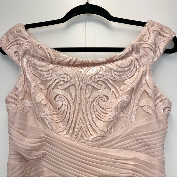 Adrianna Papel Off Shoulder Sequins Tulle Dress Size 8 Blush Pink Party Gown - Picture 8 of 16